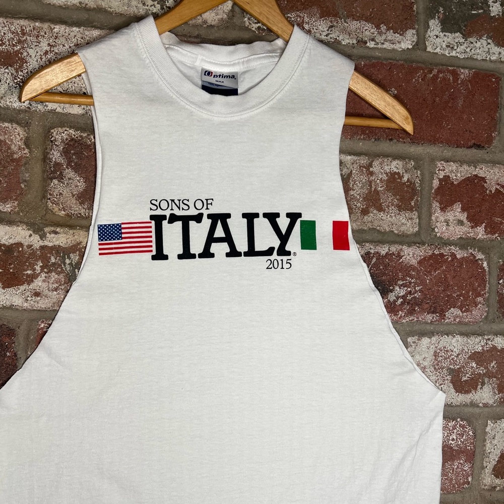 Men’s Sons of Italy 2015 (American/Italian Flag) Custom Cut Workout Tank Top